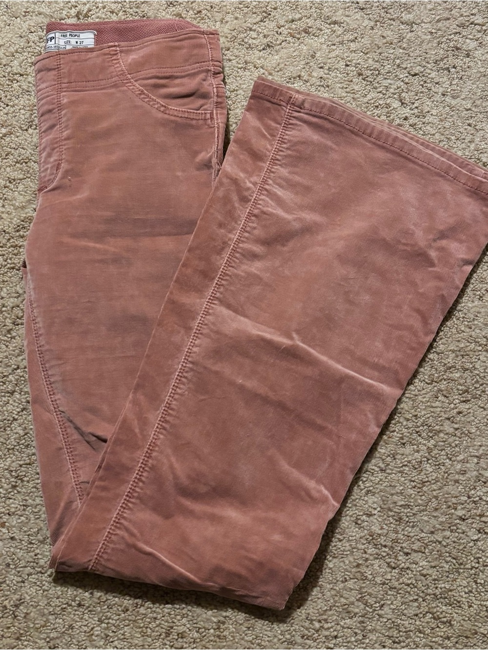Free People Flared Corduroy Pants in Dusty Rose